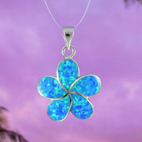 Magnifique collier Plumeria en opale bleue hawaïenne, pendentif en argent sterling avec fleur de Plumeria en opale bleue, cadeau d'anniversaire pour maman N6006