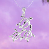 Magnifique collier et boucles d'oreilles pour maman et 2 bébés tortues de mer, pendentif tortue de mer hawaïenne en argent sterling, cadeau d'anniversaire pour maman N6026S