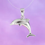 Pretty Hawaiian Dolphin Earring and Necklace, Sterling Silver Leaping Dolphin Pendant, N2002S Birthday Mother Wife Mom Girl Gift