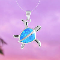 Magnifique collier tortue de mer en opale bleue hawaïenne, pendentif tortue en opale bleue en argent sterling N2027, cadeau d'anniversaire pour maman, bijoux des îles