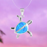 Magnifique collier tortue de mer en opale bleue hawaïenne, pendentif tortue en opale bleue en argent sterling N2027, cadeau d'anniversaire pour maman, bijoux des îles