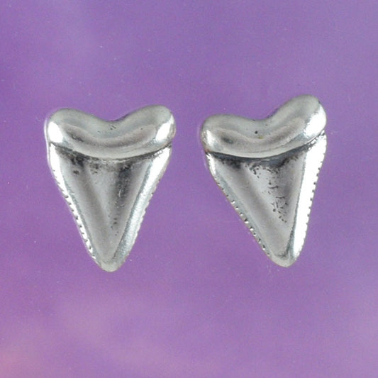 Unique Hawaiian Shark Teeth Earring, Sterling Silver Shark Teeth Stud Earring, E8313 Mother Birthday Mom Gift