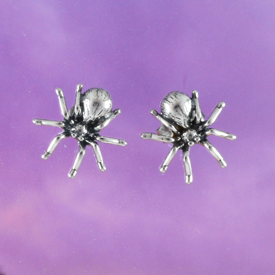 Unique Hawaiian Spider Earring, Sterling Silver Spider Stud Earring, E8315 Birthday Mom Wife Girl Mother Gift, Island Jewelry