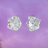 Jolie boucle d'oreille hibiscus hawaïenne, fleur officielle de l'État d'Hawaï, boucle d'oreille à tige en argent sterling hibiscus CZ, cadeau d'anniversaire pour femme, maman et fille E4121