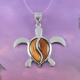 Collier unique en bois de koa véritable de grande taille, pendentif en argent sterling en forme de tortue de mer hawaïenne, cadeau d'anniversaire pour maman N8504