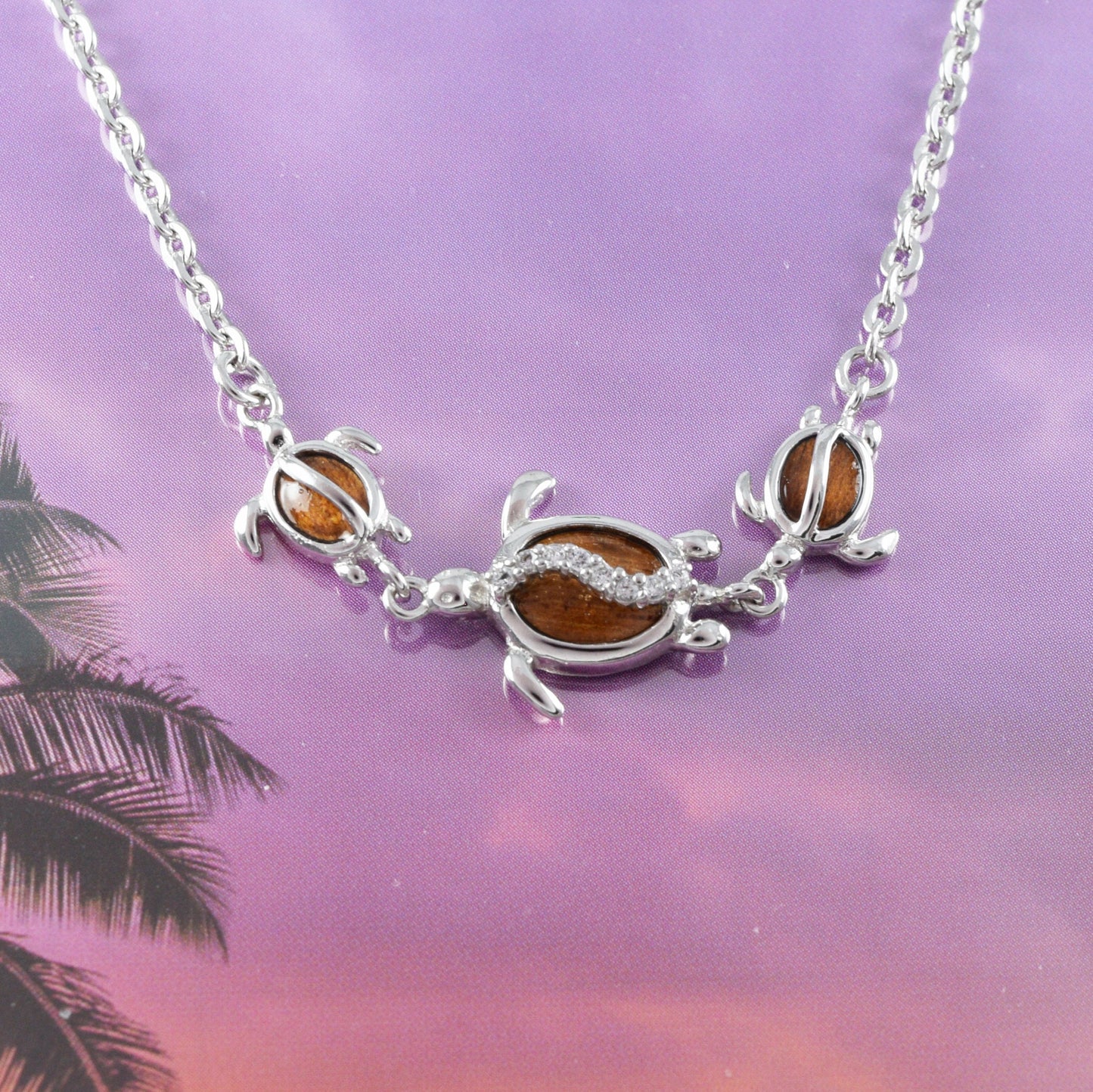 Beautiful Hawaiian Genuine Koa Wood Sea Turtle Ankle Bracelet, Sterling Silver Koa Wood Turtle Anklet, A8526 Birthday Mother Gift