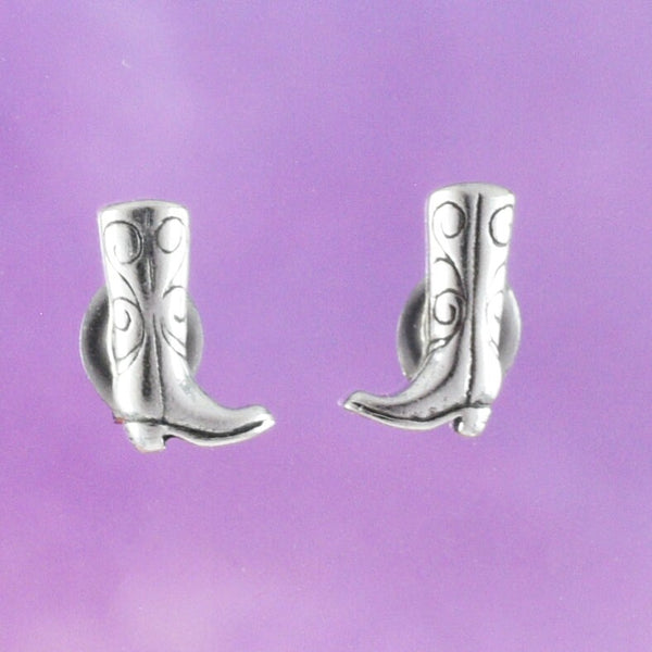 Unique Texan Cowgirl Boot Earring, Sterling Silver Cowboy Boot Stud Earring, E8156 Birthday Mom Wife Girl Mother Gift