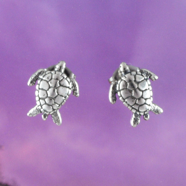 Pretty Hawaiian Sea Turtle Earring, Sterling Silver Turtle Stud Earring, E8666 Birthday Wife Mom Girl Mother Gift, Island Jewelry