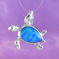 Magnifique boucle d'oreille et collier en forme de tortue de mer en opale bleue hawaïenne, pendentif en argent sterling en forme de tortue en opale bleue, cadeau d'anniversaire pour maman N8373S