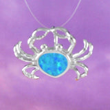 Unique Beautiful Hawaiian Blue Opal Crab Earring and Necklace, Sterling Silver Blue Opal Crab Pendant, N8380S Birthday Mother Mom Gift