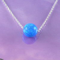 Unique Beautiful Hawaiian Blue Opal Earth Ball Necklace, Sterling Silver Blue Opal Earth Ball Necklace, N8393 Birthday Mom Mother Gift