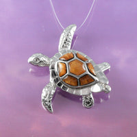 Collier unique en bois de koa véritable de grande taille, pendentif en argent sterling en forme de tortue de mer, cadeau d'anniversaire pour mère, épouse, maman, N8502