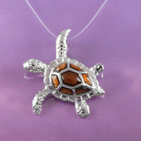 Unique Hawaiian Genuine Koa Wood Sea Turtle Earring and Necklace, Sterling Silver Koa Wood Turtle Pendant, N8503S Birthday Mother Mom Gift