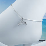 Pretty Hawaiian Whale Tail Anklet or Bracelet, Sterling Silver Whale Tail Charm Bracelet, A6101 Birthday Mom Wife Mother Gift