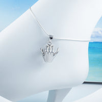 Unique Hawaiian 3D Hang Loose Anklet or Bracelet, Sterling Silver Hang Loose Charm Bracelet, A6130 Birthday Mom Wife Mother Gift