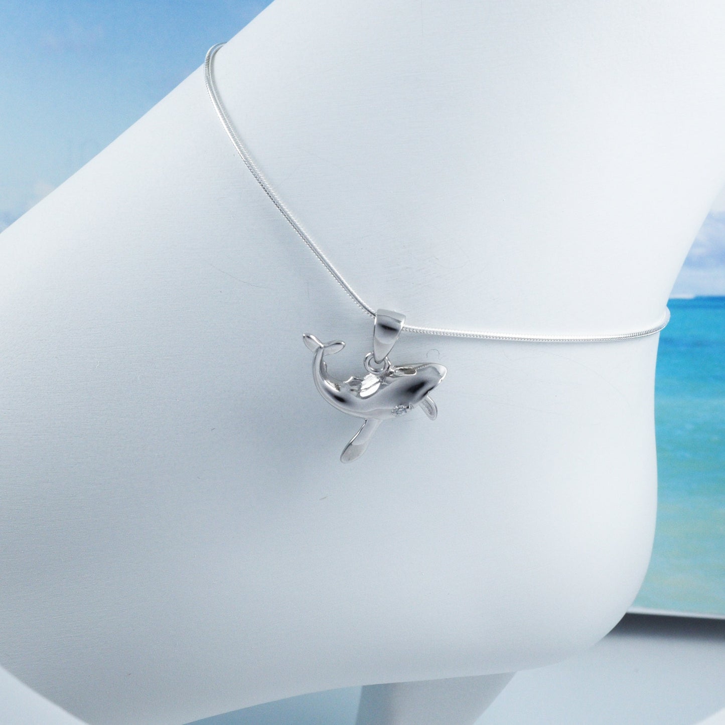 Unique Hawaiian Humpback Whale Anklet or Bracelet, Sterling Silver Whale Charm Bracelet, A6104 Birthday Mom Wife Mother Gift