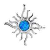 Unique Hawaiian Blue Opal Sun Necklace, Sterling Silver Blue Opal Sun Pendant, N8942 Mother Birthday Anniversary Mom Wife Gift