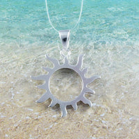 Unique Beautiful Hawaiian Sun Necklace, Sterling Silver Sun Pendant, N8949 Birthday Mom Mother Gift, Island Jewelry