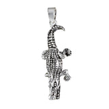 Collier unique en forme d'alligator 3D de grande taille, pendentif en argent sterling, finition polie et oxydée, cadeau d'anniversaire N8951, déclaration PC