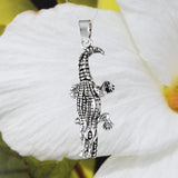 Collier unique en forme d'alligator 3D de grande taille, pendentif en argent sterling, finition polie et oxydée, cadeau d'anniversaire N8951, déclaration PC