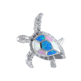 Gorgeous Hawaiian Large Tri-color Opal Sea Turtle Necklace, Sterling Silver Blue White Pink Opal Turtle Pendant, N8366 Birthday Mom Gift