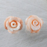 Boucles d'oreilles uniques et magnifiques en véritable corail rose hawaïen, boucles d'oreilles à tige en argent sterling sculptées à la main en corail rose, E9247 Statement PC