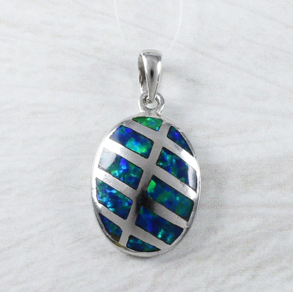 Unique Beautiful Hawaiian Blue Opal Necklace, Sterling Silver Blue Opal Oval Pendant, N9264 Birthday Mom Wife Mother Gift, Island Jewelry