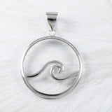 Unique Beautiful Hawaiian Ocean Wave Necklace, Sterling Silver Surfing Wave Pendant, N9266 Birthday Mother Mom Gift