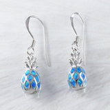 Beautiful Hawaiian Blue Opal 3D Pineapple Earring, Sterling Silver Pineapple Dangle Earring, E9339 Birthday Mom Mother Gift