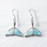 Magnifique boucle d'oreille en queue de baleine en larimar véritable hawaïen, boucle d'oreille pendante en argent sterling avec queue de baleine en larimar, cadeau d'anniversaire pour maman et mère E9364