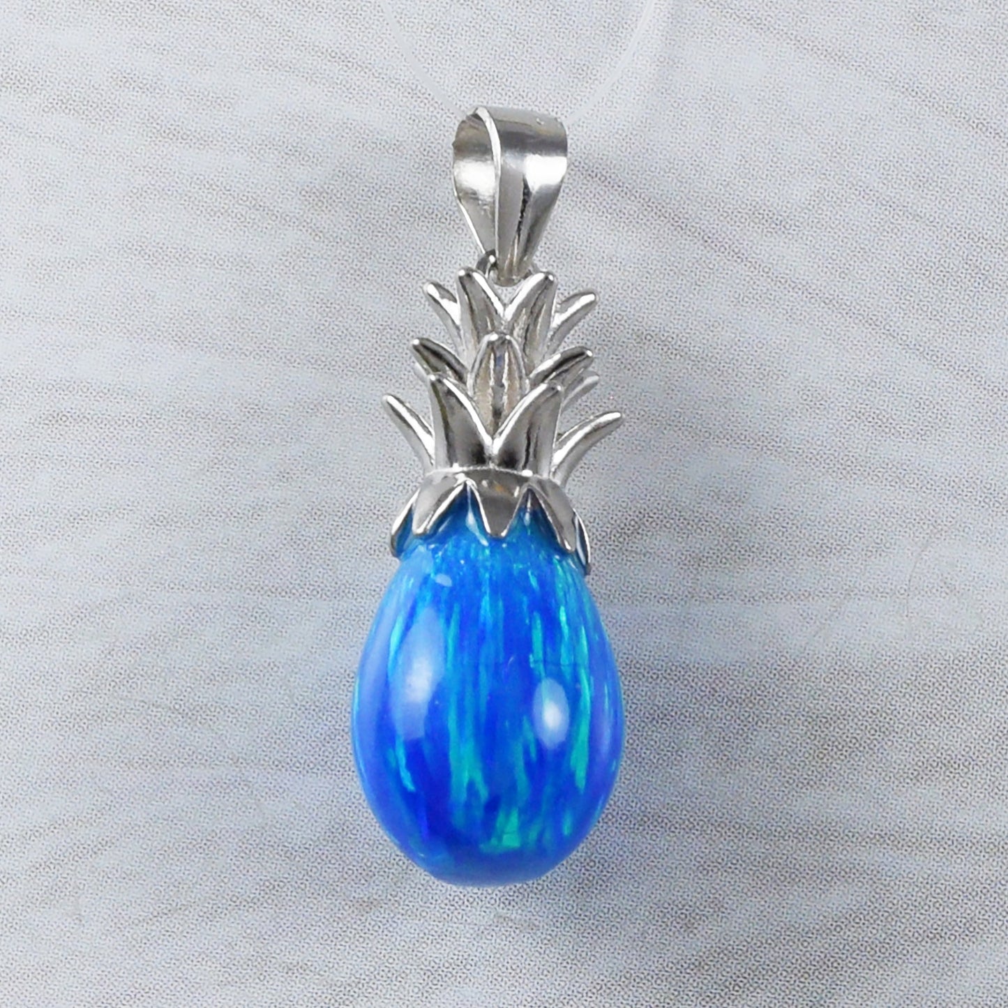 Boucles d'oreilles et collier uniques et magnifiques en opale bleue 3D hawaïenne en forme d'ananas, pendentif en opale bleue en argent sterling, cadeau d'anniversaire pour maman N9312S