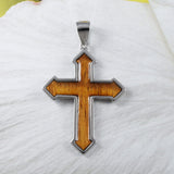 Unique Gorgeous Hawaiian X-Large Genuine Koa Wood Cross Necklace, Sterling Silver Cross Pendant, N9318 Birthday Mother Gift, Statement PC