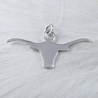 Beautiful Texas Longhorn Earring and Necklace, Sterling Silver Longhorn Pendant, N9320S1 Birthday Mother Wife Mom Gift, Texan Jewelry