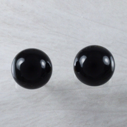 Gorgeous Large Hawaiian Genuine Black Coral Round Earring, 14KT Solid Yellow-Gold Black Coral Round Ball Stud Earring, E9376 Birthday Gift