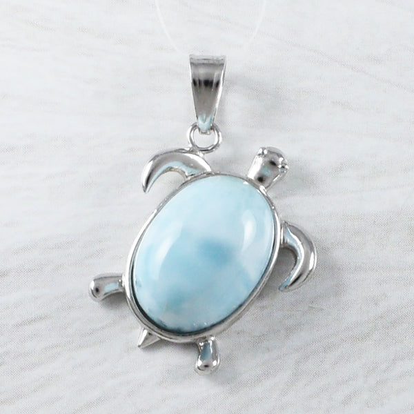 Collier unique en véritable tortue de mer Larimar hawaïenne, pendentif en argent sterling avec tortue Larimar, cadeau d'anniversaire pour maman N9216, déclaration PC