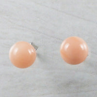 Beautiful Hawaiian Genuine Pink Coral Earring, Sterling Silver Pink Coral Round Ball Stud Earring, E9237 Birthday Mother Mom Gift