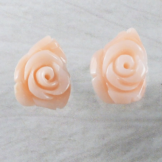 Unique Beautiful Hawaiian Genuine Pink Coral Rose Earring, Sterling Silver Pink Coral Hand Carved Rose Stud Earring, E9240 Birthday Mom Gift