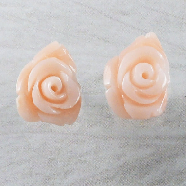 Boucles d'oreilles uniques et magnifiques en véritable corail rose hawaïen, boucles d'oreilles à tige en argent sterling sculptées à la main en corail rose, cadeau d'anniversaire pour maman E9240