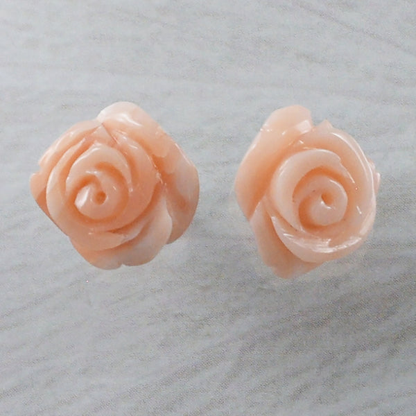 Boucles d'oreilles uniques et magnifiques en véritable corail rose hawaïen, boucles d'oreilles à tige en argent sterling sculptées à la main en corail rose, cadeau d'anniversaire pour maman E9241