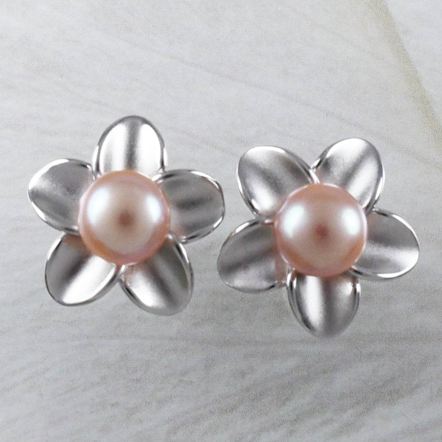 Gorgeous Hawaiian Large Genuine Pink Pearl Plumeria Earring, Sterling Silver Plumeria Stud Earring, E9255 Birthday Mom Gift, Statement PC