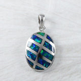 Unique Beautiful Hawaiian Blue Opal Necklace, Sterling Silver Blue Opal Oval Pendant, N9264 Birthday Mom Wife Mother Gift, Island Jewelry