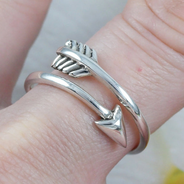 Adjustable Unique Hawaiian Arrow Ring, Sterling Silver Arrow Ring, R2391 Mother Birthday Mom Wife Gift, Stackable Ring