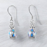 Boucles d'oreilles uniques en forme d'ananas en opale tricolore 3D hawaïenne, boucles d'oreilles pendantes en argent sterling avec opale bleue, blanche et rose, cadeau d'anniversaire E9340