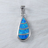 Unique Beautiful Hawaiian Blue Opal Rain Drop Earring and Necklace, Sterling Silver Blue Opal Rain Drop Pendant, N9308S Birthday Mom Gift