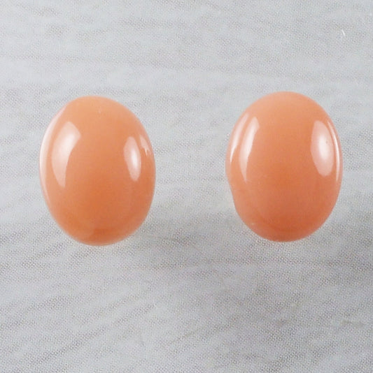 Beautiful Hawaiian Genuine Pink Coral Oval Earring, 14KT Solid Yellow-Gold Pink Coral Oval-Cut Stud Earring, E9370 Birthday Mom Gift