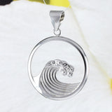 Unique Beautiful Hawaiian Ocean Wave Necklace, Sterling Silver Surfing Wave Pendant, N4479 Birthday Mother Mom Gift