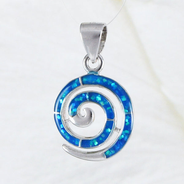 Collier unique en forme de vague océanique en opale bleue hawaïenne, pendentif en argent sterling avec opale bleue, cadeau d'anniversaire pour maman N4481, bijoux des îles