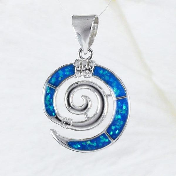 Collier unique en forme de vague océanique en opale bleue hawaïenne, pendentif en argent sterling avec opale bleue, cadeau d'anniversaire pour maman N4482, bijoux des îles