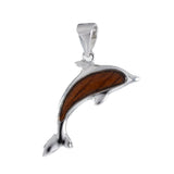 Magnifique collier en bois de koa véritable hawaïen avec pendentif en forme de dauphin, en argent sterling, cadeau d'anniversaire pour mère, épouse, maman, N4489