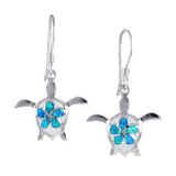 Magnifique boucle d'oreille en forme de tortue de mer en opale bleue hawaïenne, boucle d'oreille pendante en argent sterling en forme de tortue en opale bleue, cadeau d'anniversaire pour maman E4102